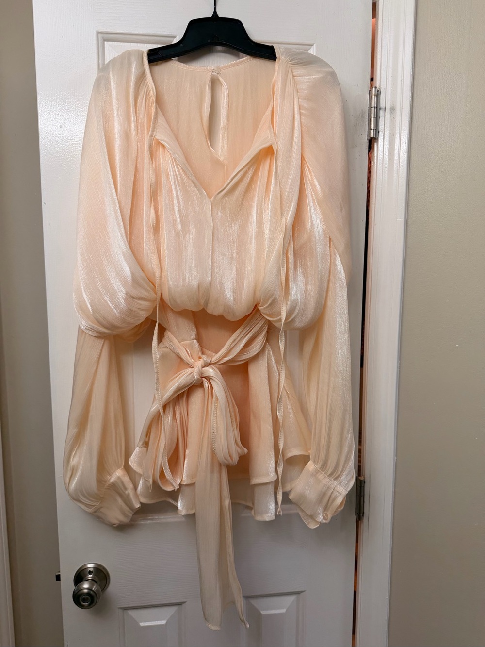 Cream Tie-Waist mini dress